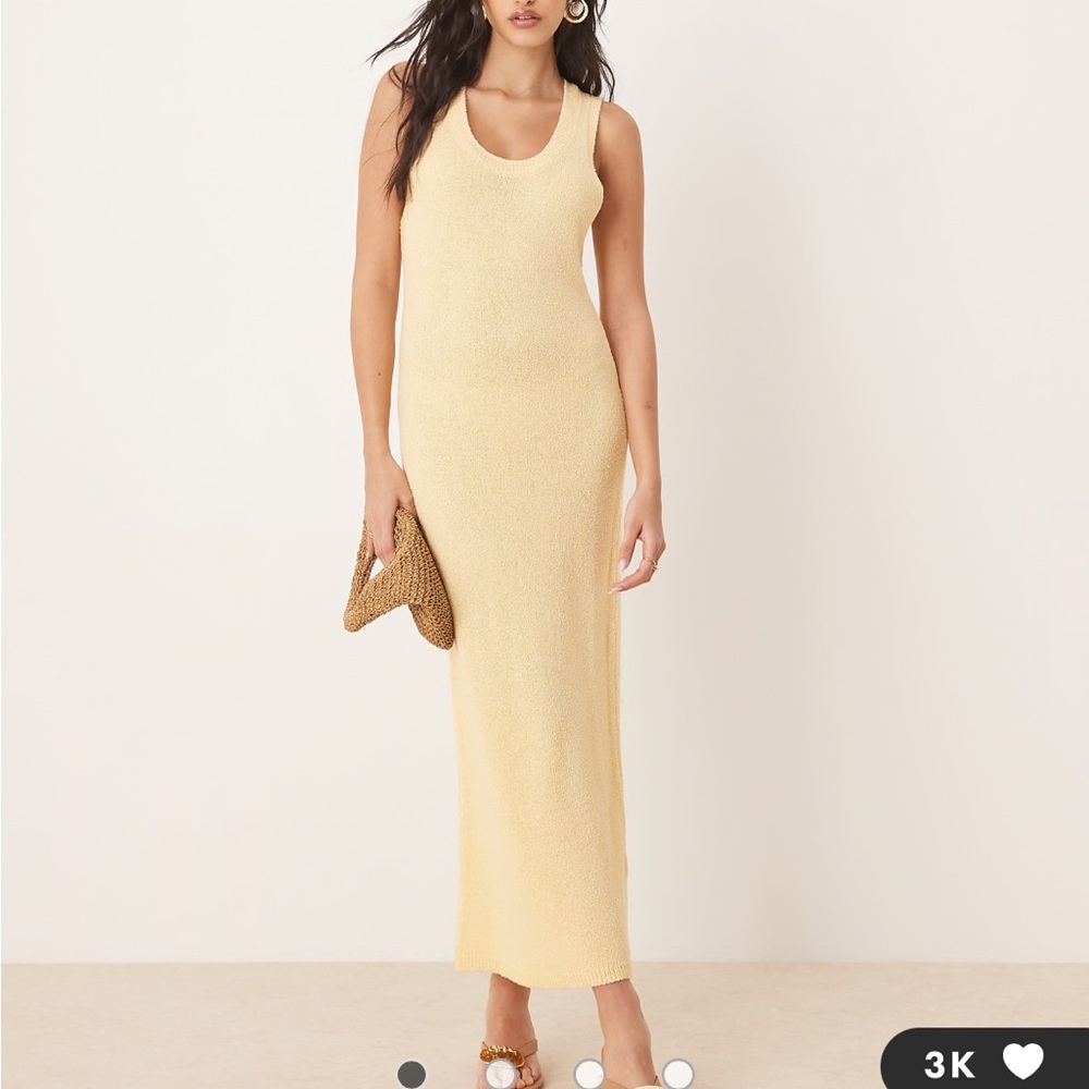 Terrycloth Pale Yellow Midaxi Dress
